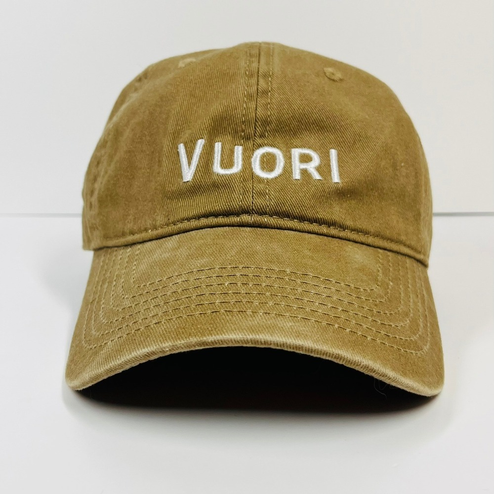 Vuori‎ Baseball Cap Mens OS Tan Embroidered Logo Cotton Adjustable Strapback Hat